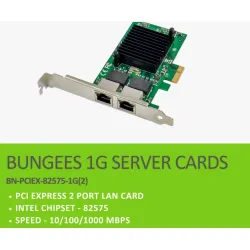 Bungees PCIe X1 To 2 Port Gigabit Lan Card 10/100/1000 Mbps
