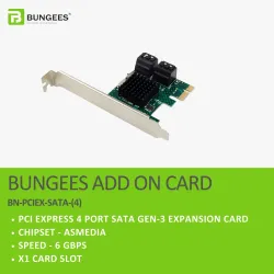 BUNGEES PCI EXPRESS X1 4 PORT SATA GEN-3 EXPANSION CARD